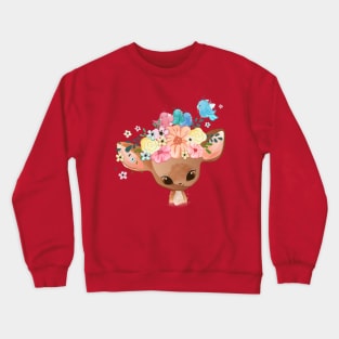 birds having nest deer head Crewneck Sweatshirt